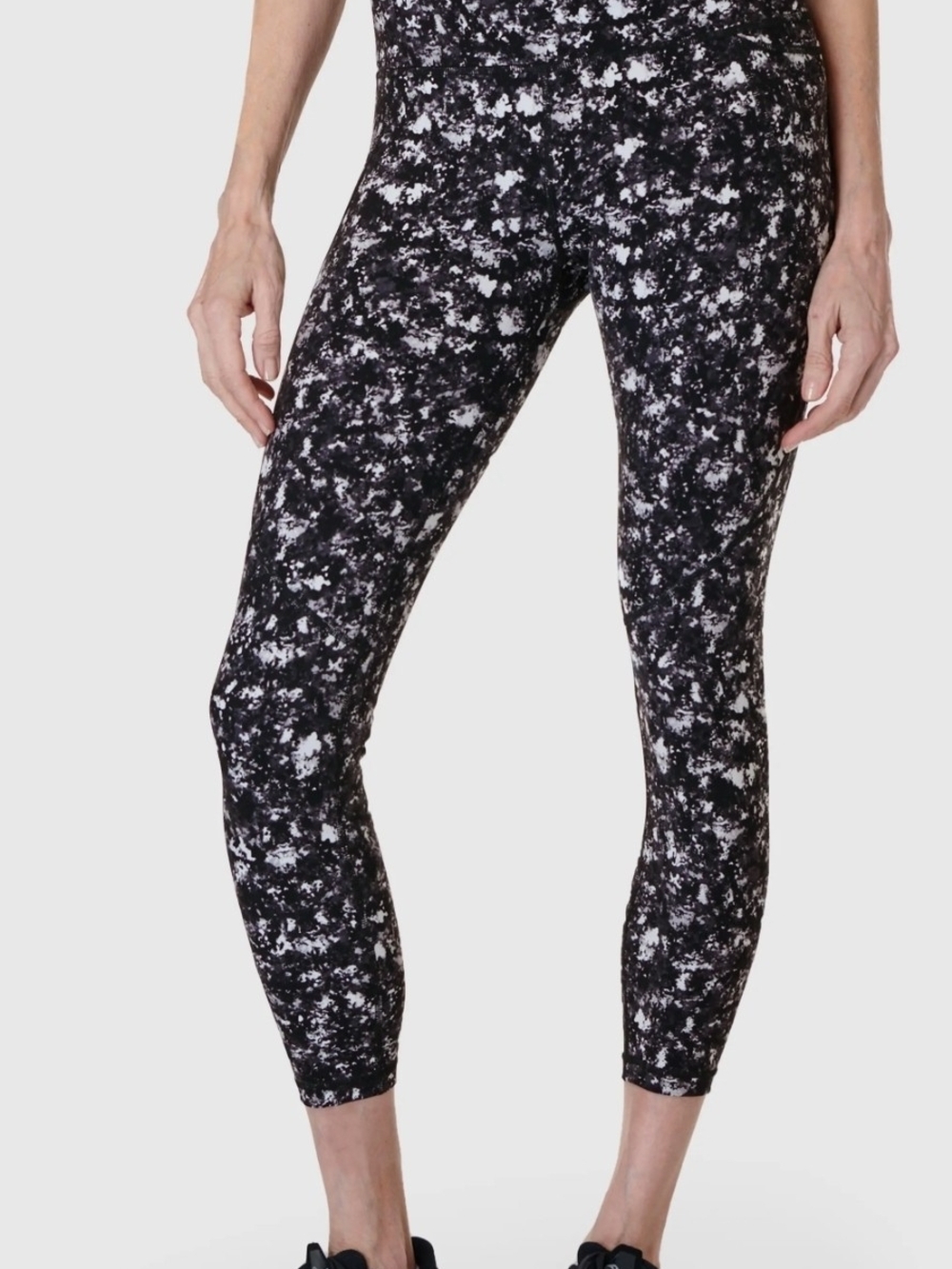 Sweaty Betty Black & White Marbled High-Rise Leggings